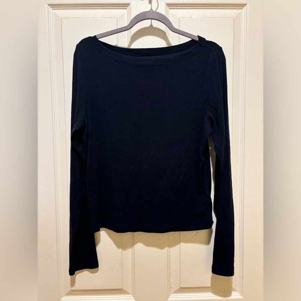 GAP Navy Long Sleeve Ribbed Top